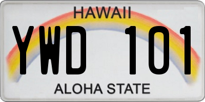 HI license plate YWD101