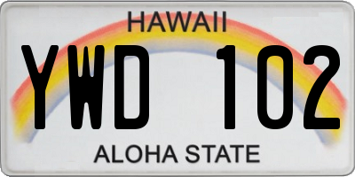 HI license plate YWD102