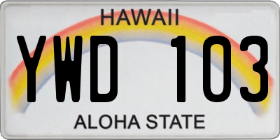 HI license plate YWD103