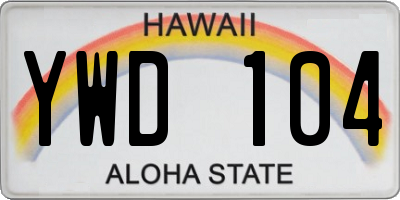 HI license plate YWD104