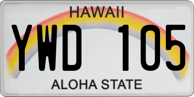HI license plate YWD105
