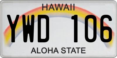 HI license plate YWD106
