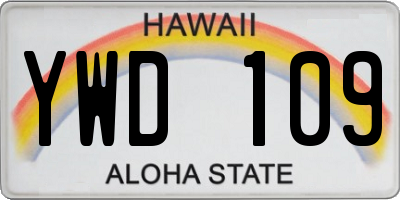 HI license plate YWD109