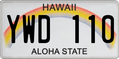 HI license plate YWD110