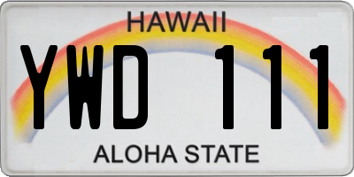 HI license plate YWD111