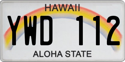 HI license plate YWD112