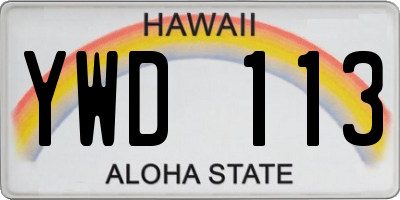 HI license plate YWD113