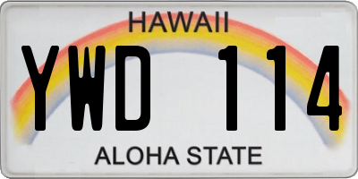 HI license plate YWD114