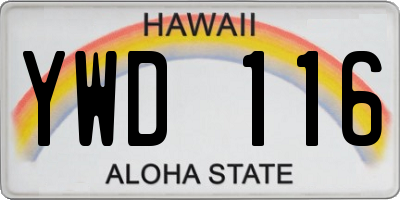 HI license plate YWD116