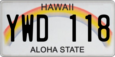 HI license plate YWD118