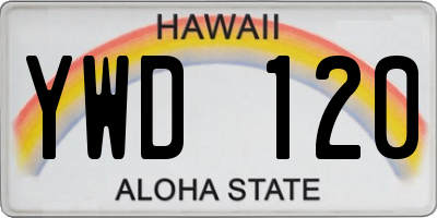 HI license plate YWD120