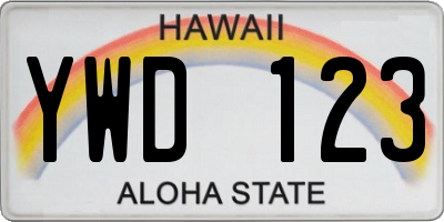 HI license plate YWD123