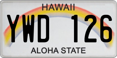 HI license plate YWD126
