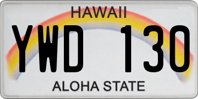 HI license plate YWD130