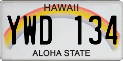 HI license plate YWD134