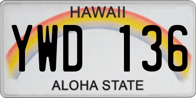 HI license plate YWD136