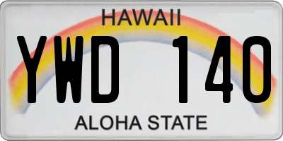 HI license plate YWD140