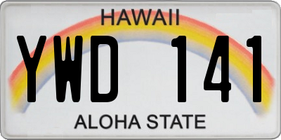 HI license plate YWD141