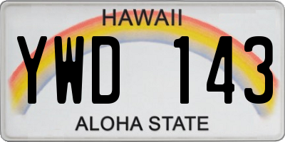 HI license plate YWD143