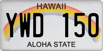 HI license plate YWD150