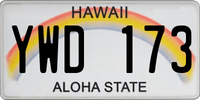 HI license plate YWD173