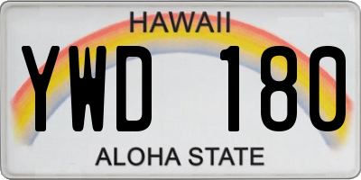 HI license plate YWD180