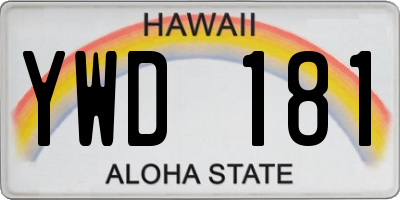 HI license plate YWD181