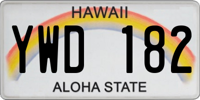 HI license plate YWD182