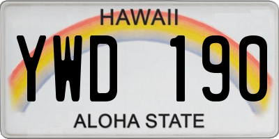 HI license plate YWD190