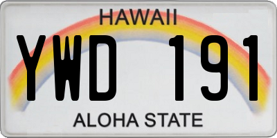 HI license plate YWD191