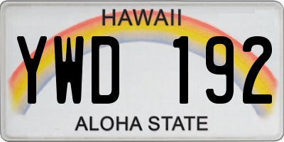 HI license plate YWD192