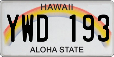 HI license plate YWD193
