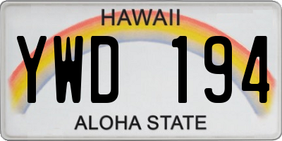 HI license plate YWD194