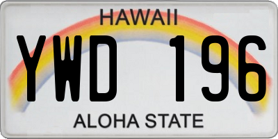 HI license plate YWD196