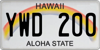 HI license plate YWD200