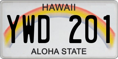 HI license plate YWD201