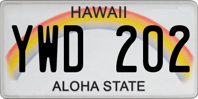 HI license plate YWD202