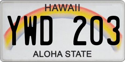 HI license plate YWD203