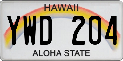 HI license plate YWD204
