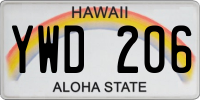 HI license plate YWD206