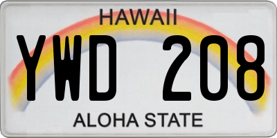 HI license plate YWD208