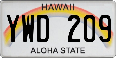 HI license plate YWD209