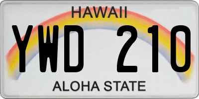 HI license plate YWD210