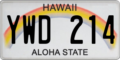HI license plate YWD214