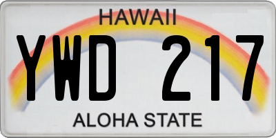 HI license plate YWD217