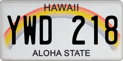 HI license plate YWD218