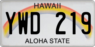 HI license plate YWD219