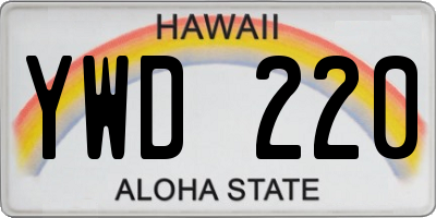HI license plate YWD220