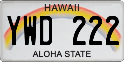 HI license plate YWD222