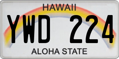HI license plate YWD224